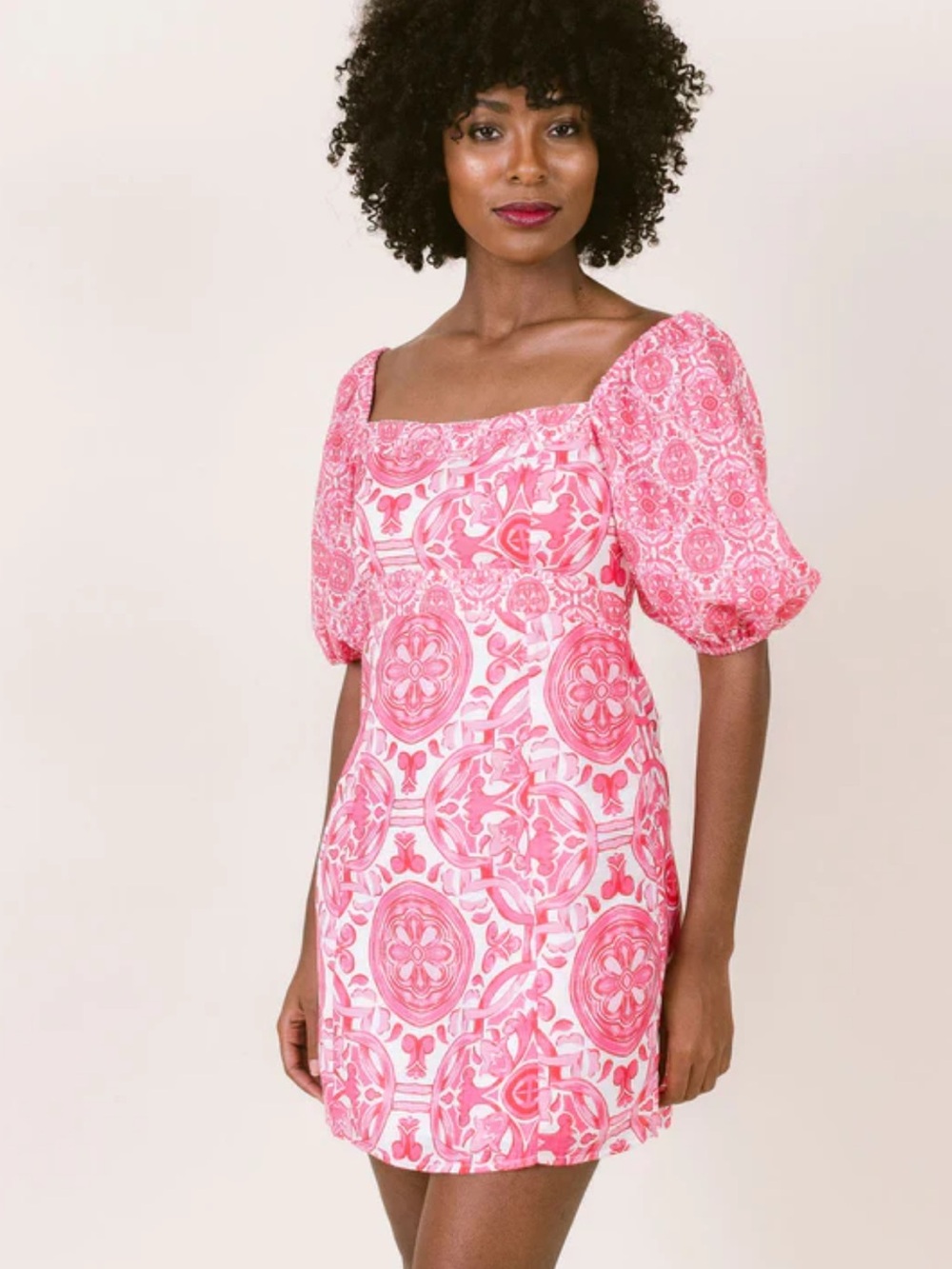 LAROQUE MADDIE DRESS - PINK TRELLIS